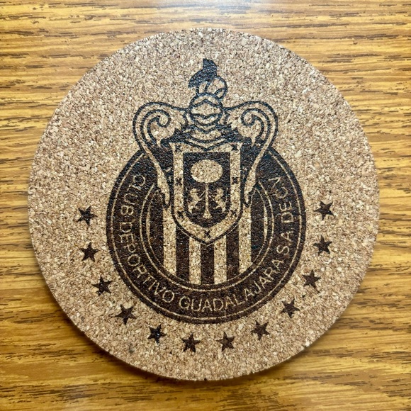 Chivas Futbol Logo Laser Engraved Cork Coaster - Picture 1 of 6